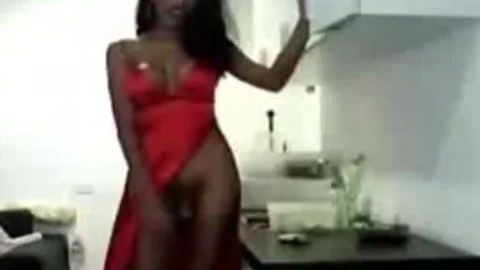 wild Asain shelady In Red dress Cums