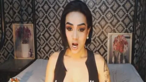 Tattooed stunning tranny Faps Her Stiffed Boner