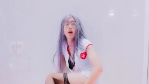 charming Sissy Nurse Masturbating With Foxtail & anal