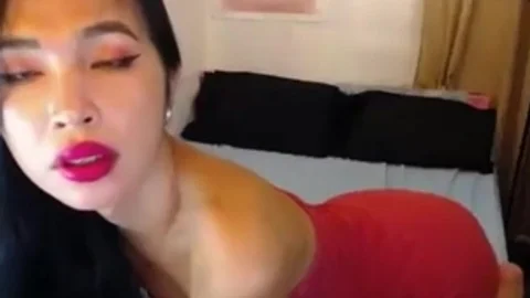 small weenie Filipina Trans Beauty With Tattoos Teases On cam